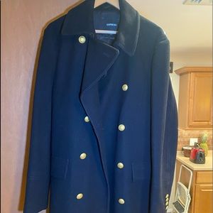 Express men Black Double Breasted Trench Coat (worn)